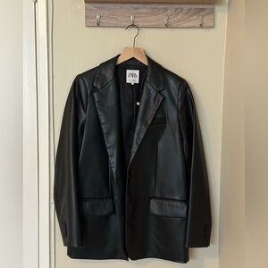 Zara Dark Faux Leather Jacket size medium